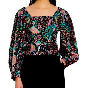 Sandro Paris silk blouse Ivea Intricate floral print Sz 1 US S